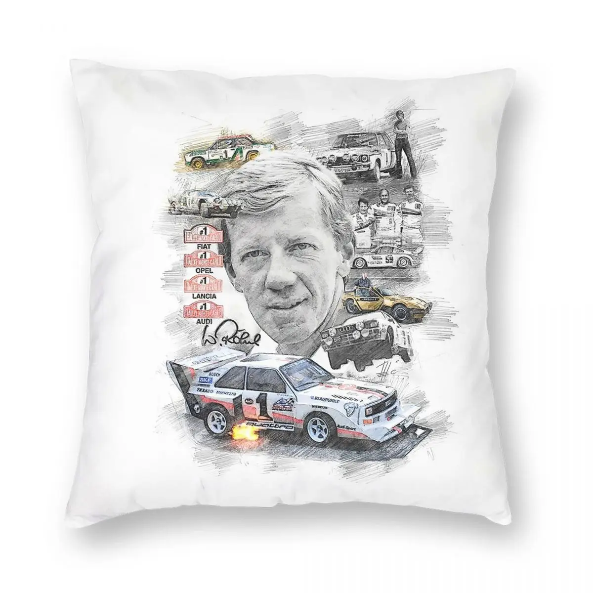 Фото Квадратная наволочка Walter Rohrl Racing Driver из полиэстера, льна и бархата, креативная декоративная наволочка на молнии, чехол для автомобильной подушки №5