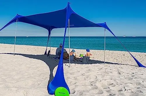 Tent Sun Shade Upf50+ Portable Lightweight Outdoor Beach Shade Canopy. Easy Setup Beach Tent Sun Shelter 7ft Tall Stabili