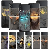 naruto hyuuga anime funda phone case for samsung galaxy z flip 3 5g luxury zflip3 black pc hard shockproof back cover coque capa