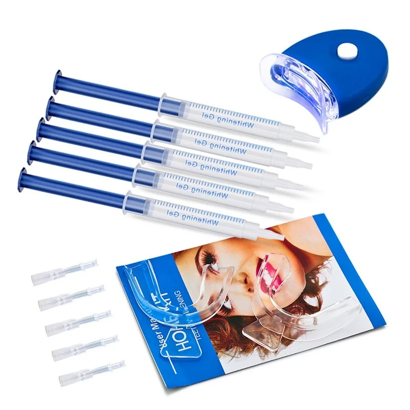 

Dentist Teeth Whitening Kit 44% Peroxide Dental Bleach System 3pcs Whitening Gel+2pcs Dental Tray+1pc Mini Cold Whitening Light