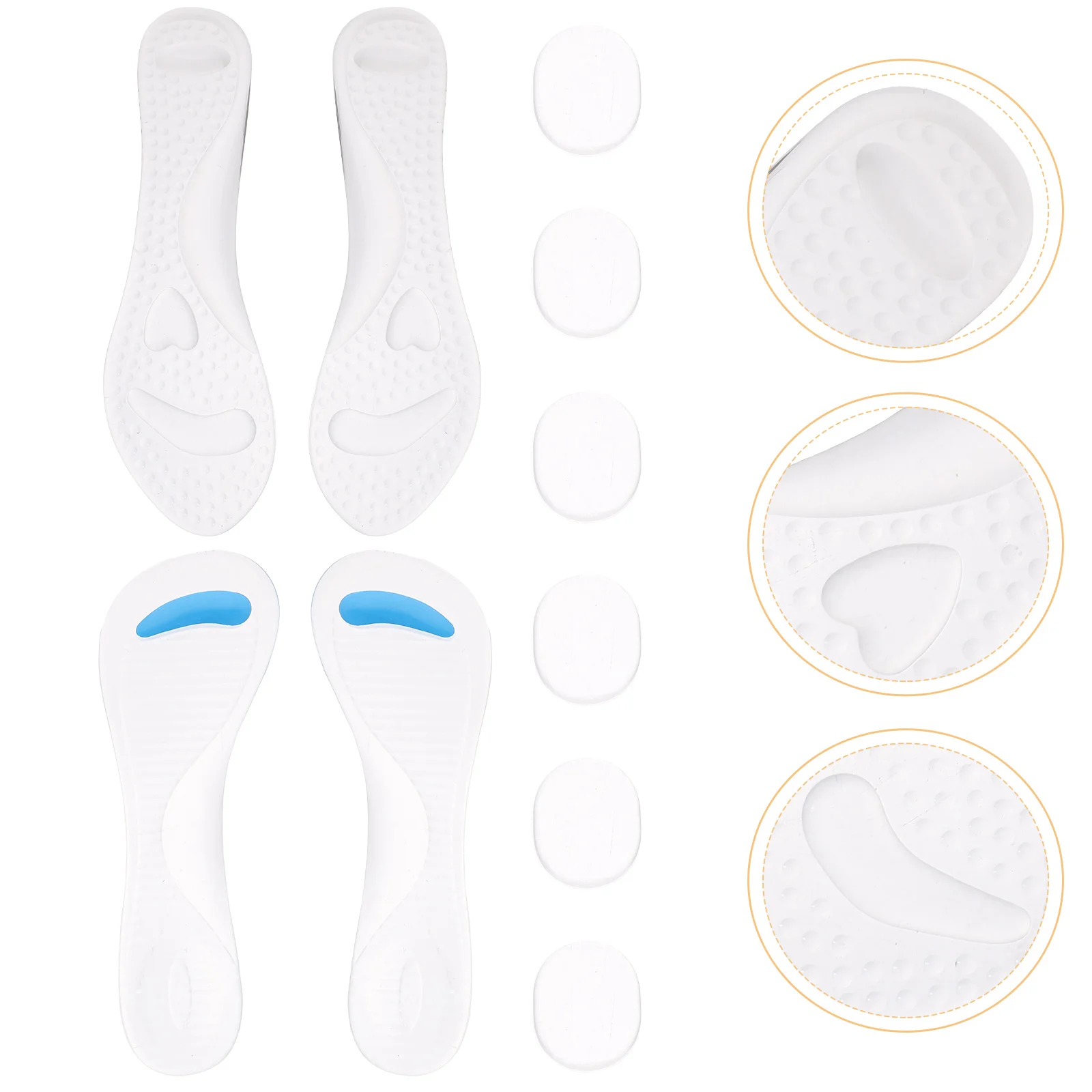 

10 Pcs Gel Heel Inserts Women Insoles Heels High Breathable Comfort Pads Cushion Support Comfortable Women's