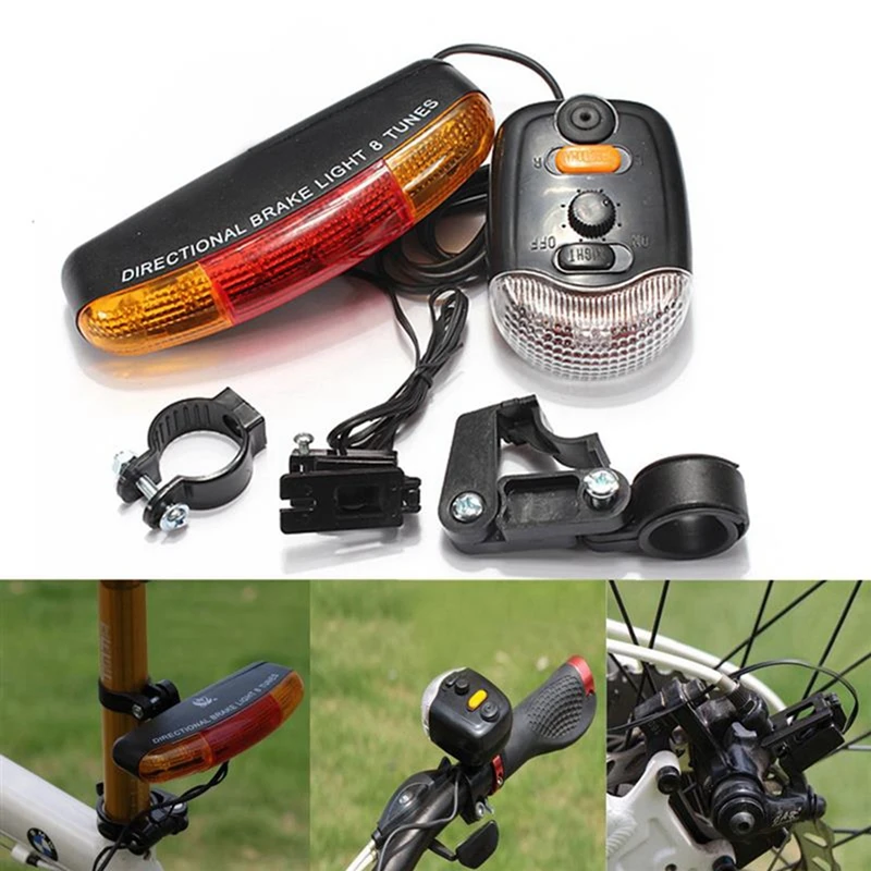2X For Cycling Bicycle 3 In 1 Bike Turn Signal Brake Tail 7 LED Light Electric Horn |