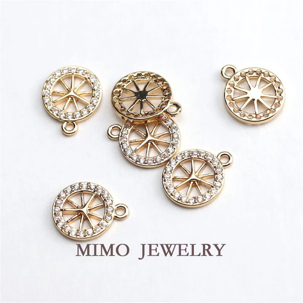 

Color light gold micro-inlaid ring meter single ring pendant gold-plated pendant DIY accessories