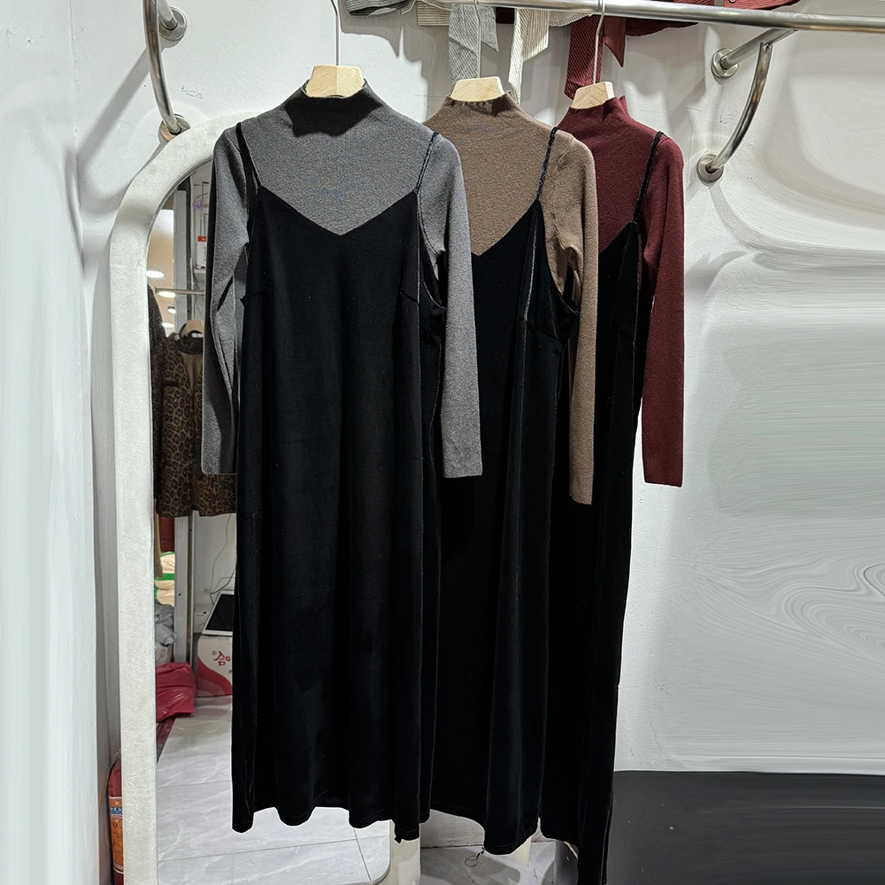 Утягивающий золотой бархатный цельный комплект платьев женский осенний новый