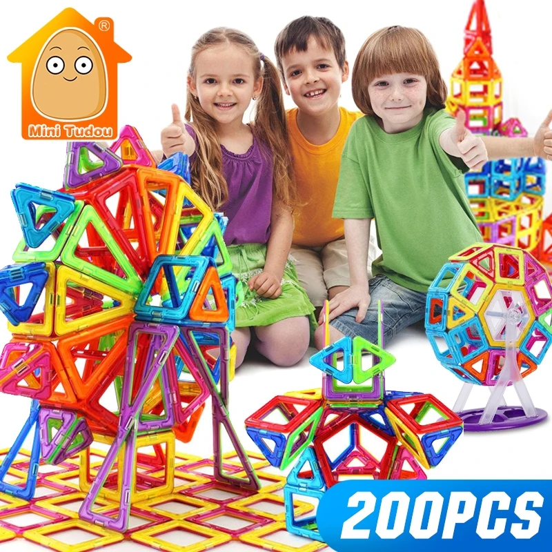 Mini 200PCS-46PCS Magnetic Designer costruttore giocattolo per ragazzi ragazze blocchi magnetici magnete giocattoli educativi per bambini