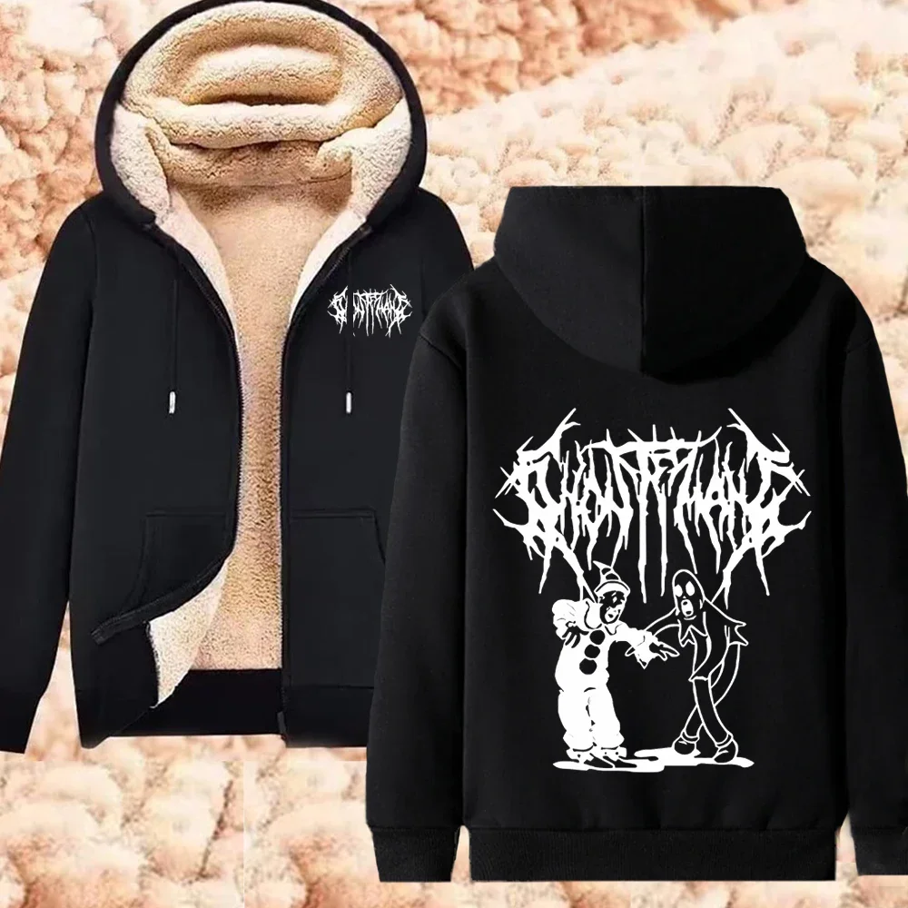 Мужская зимняя теплая куртка на молнии с принтом Ghostemane термотолстовки большого
