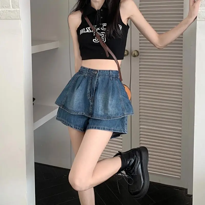 Y2k Skirt For Women 2023 Summer Sexy Mini Denim Skirt Ladies Shorts Jeans Pants Casual Korean Style Female A line Puffy Skirt