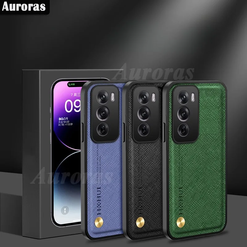Auroras для OPPO Reno 12 5G чехол Магнитная пластина кожаная текстура из волокна