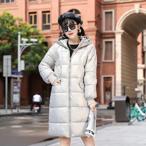 Winter Womens Down Jackets Long Ultra Light Thin Casual Coat Puffer Jacket Slim Remove Hooded Parka in Pakistan