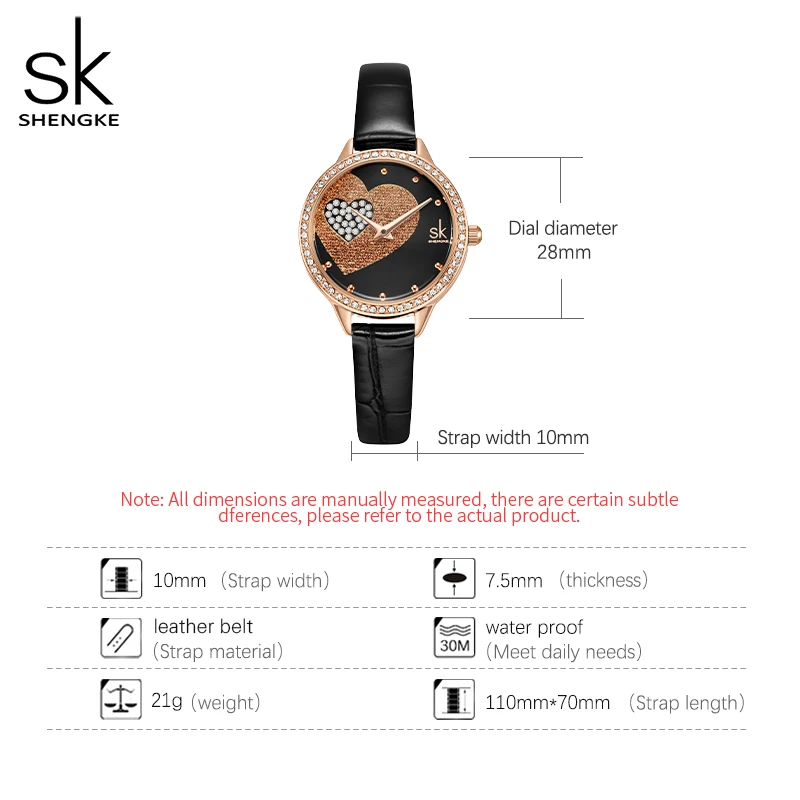 Shengke Fashion Love Shape Women Watches Top Luxury Woman's Quartz Wristwatches Leather Strap Girl's Gift Clock Relogio Feminino enlarge