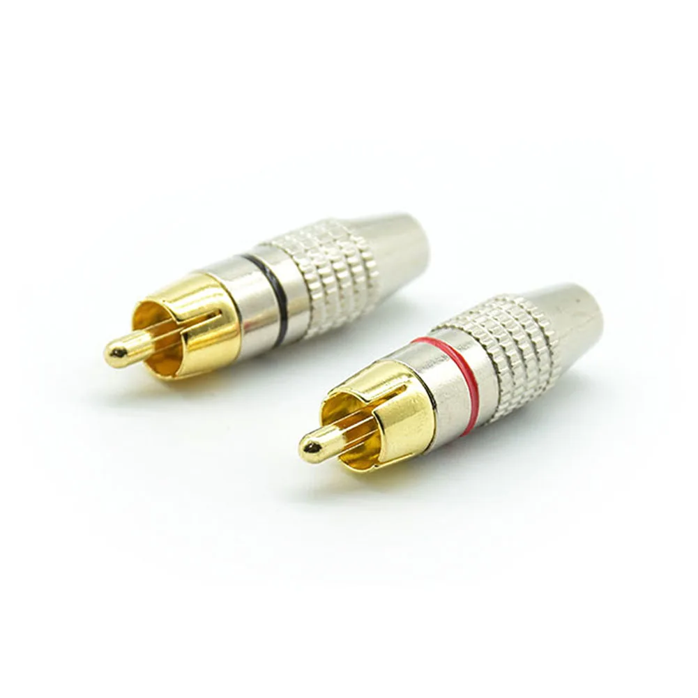 

2pcs Gold RCA Male Plug Non Solder Connector Adapter for Audio Cable Video CCTV IP Camera Coaxial Cable Solder-Free Convertor