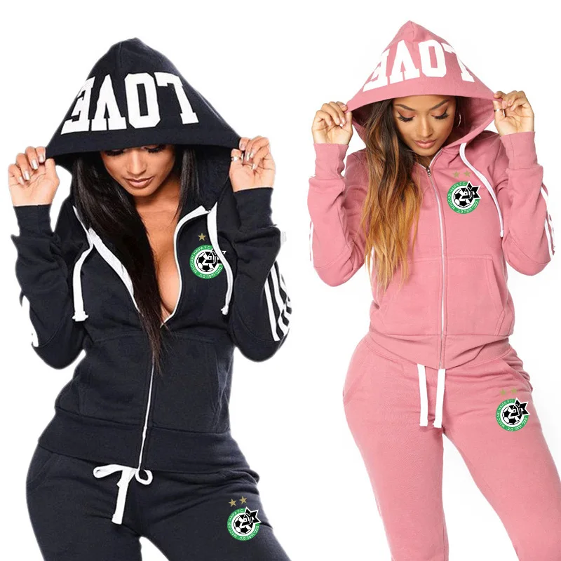 

2022 Maccabi Haifa Women's Zipper Tracksuit Hooded Jackets and Sweatpants Classic Ladies Daily Casual Sports Jogging Suit Outfit