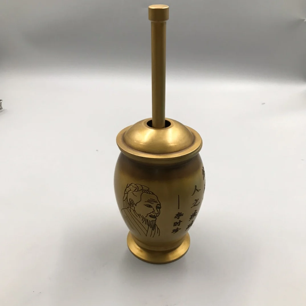 Exquisite Antique Pure Copper Huatuo Pounding Medicine Jar Ornament