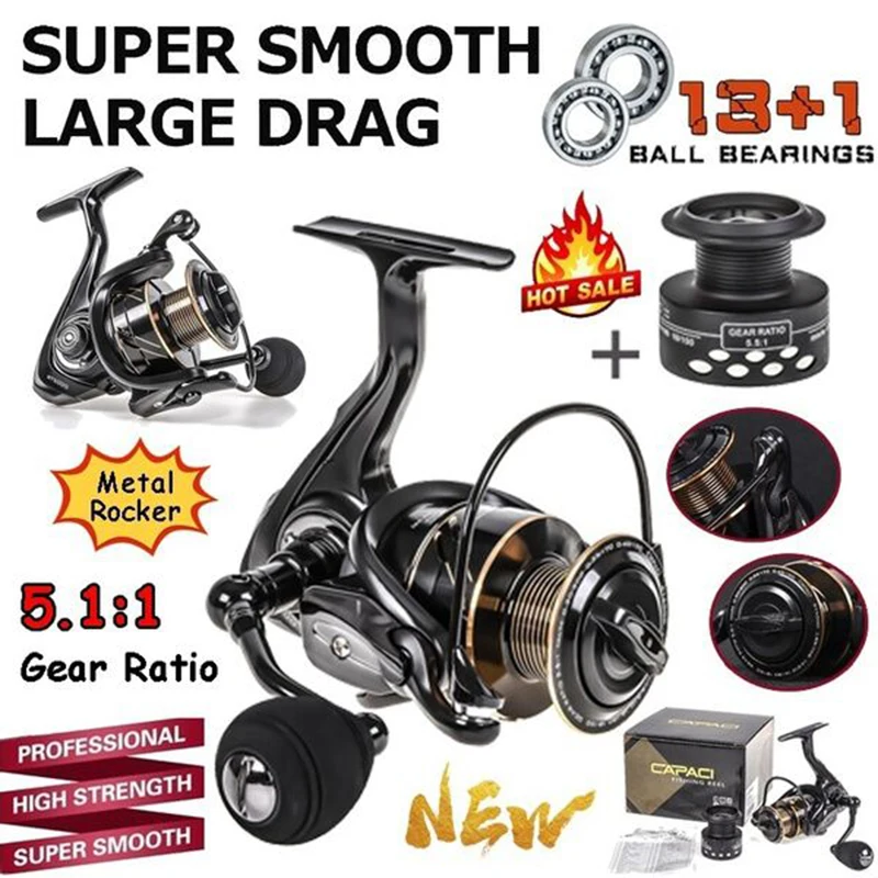 

New RT Spinning Reel Double Spool Fishing Reel 5.5: 1BB Metal Spool Fishing Reels Carp Fishing Sea Fishing Outdoor Casting Reel