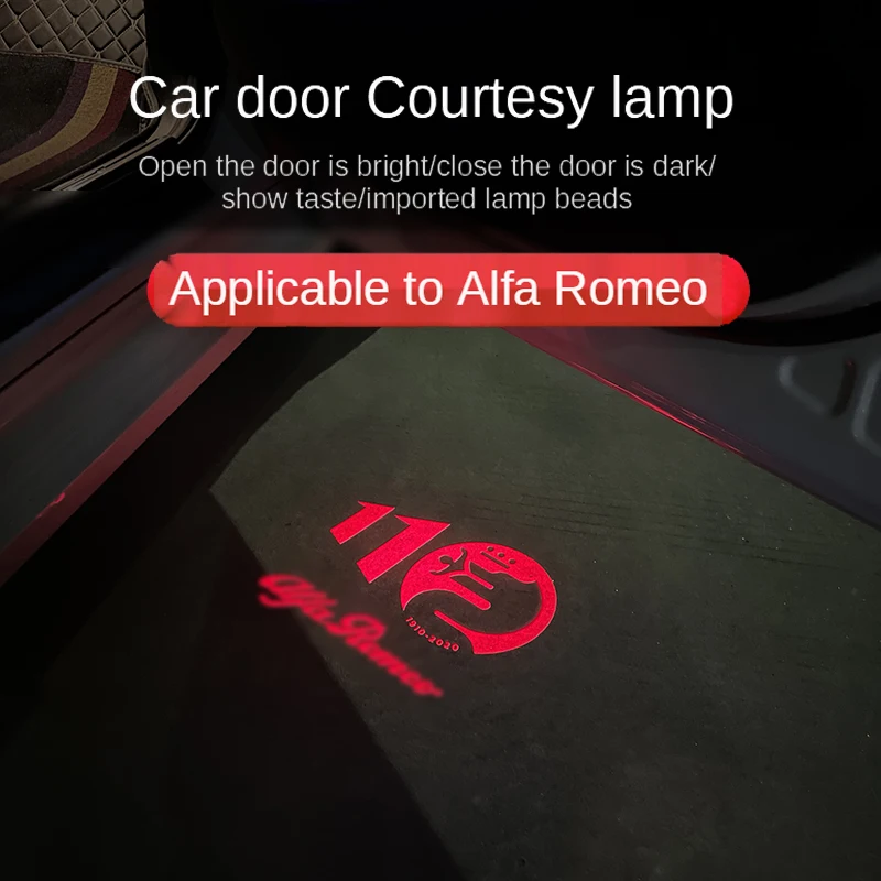 

2pcs For Alfa Romeo New HD LED Car Door Welcome Light Projector Logo Alfa Romeo 159 Mito Stelvio Brera Spider Giulietta Giulia