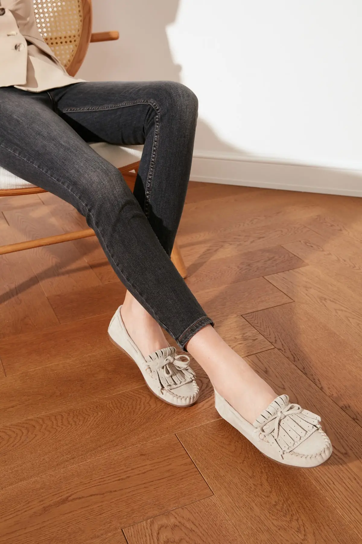 

Trendyol Genuine Leather Tassels Women Loafer Shoes TAKSS21LA0001 zapatillas mujer обувь для женщин летняя zapatos de mujer