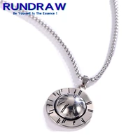 rundraw hip hop punk men women straw hat pendant necklace for fashion stainless steel chain necklace party jewelry