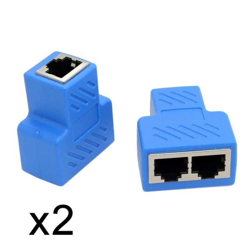 

2pcs RJ45 Cat6 8P8C STP UTP Plug To Dual RJ45 Splitter Network Ethernet Switcher Adapter Converter with Shield