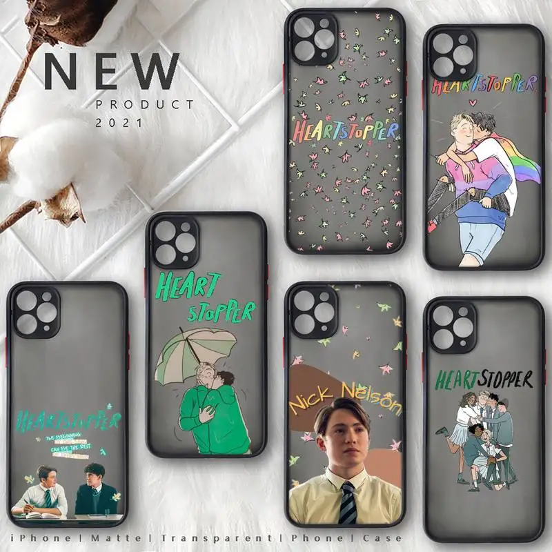 

Heartstopper Anime Nick and Charlie Phone Case matte transparent For iphone 7 8 11 12 13 plus mini x xs xr pro max cover