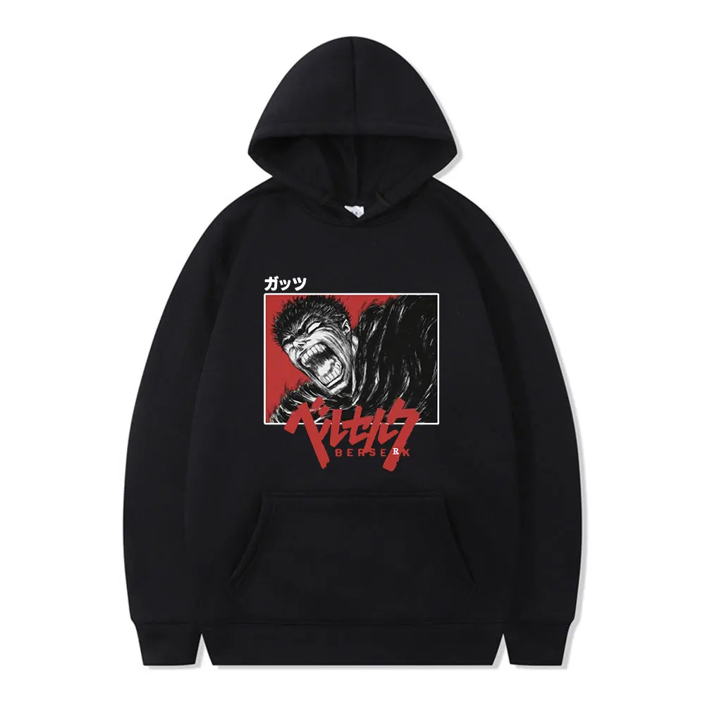 

Anime Berserk Guts 2022 Men's Hoodies Japanese Streetwear Manga Print Winter Vintage Loose Casual Man Sweatshirt with Print