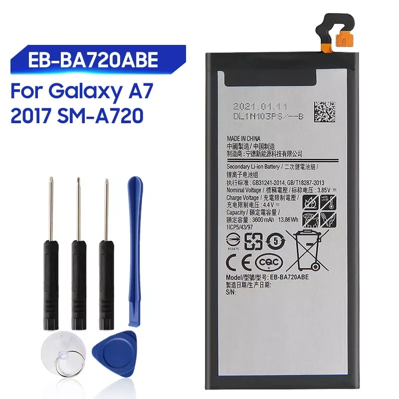 

2023NEW Replacement Battery For Samsung Galaxy A7 2017 Version SM-A720 A720 Rechargeable Phone Battery EB-BA720ABE 3600mAh