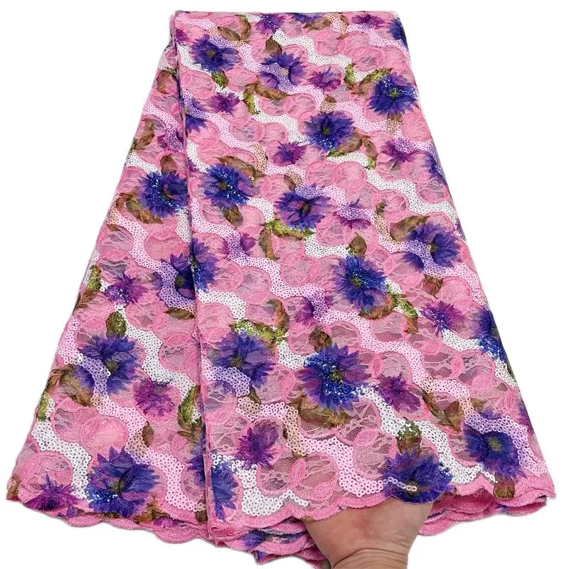 Новейший дизайн нигерийская сетчатая кружевная ткань африканские блестки