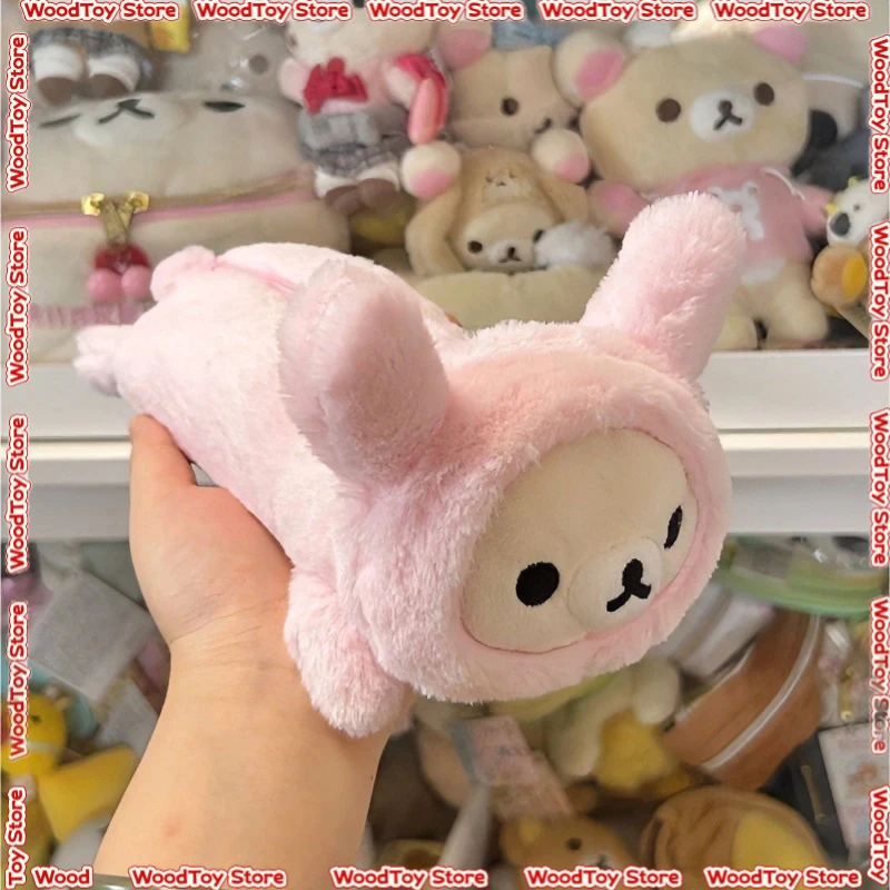 Фото Милый пенал-косметичка Kawaii Rilakkuma Korilakkuma: плюшевые игрушки, мультяшные медведи и зайцы, сумка для хранения канцелярии, школьный подарок, милый чехол для ручек №1