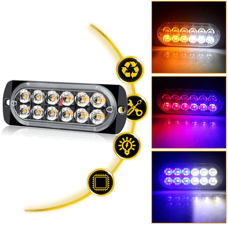 

12 LED Urgent Light Fast Heat Dissipation DC 12V~24V 36W LED Off-road Car Trailer Trucks Safety Working Fog Light Red Lamp