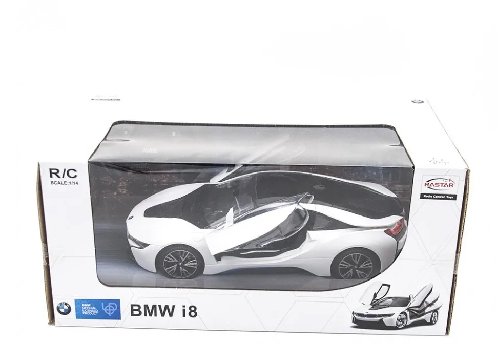 Радиоуправляемая машина Rastar BMW i8 White 1:14 (двери открываеются с пульта) - RAS-71000-W |