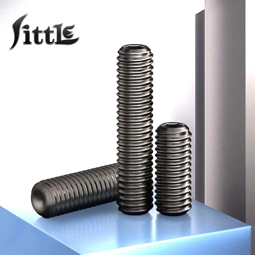 

25Pcs M3 M4 M5 Concave End Fixing Black Hexagon Socket Head Screw 304Stainless Steel Nail Machine Rice Top Wire Headless Screws