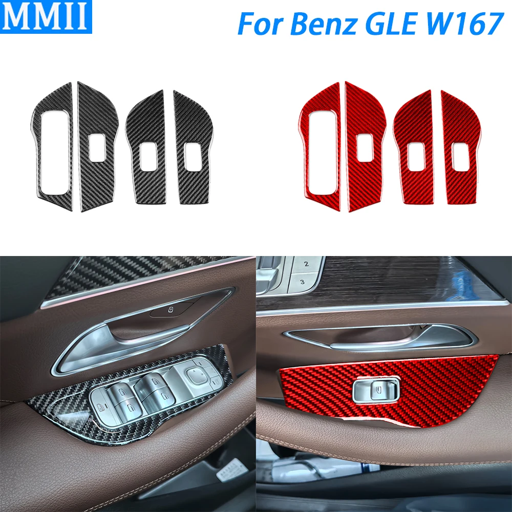 Для Benz GLE W167 2019-2024 панель переключателя стеклоподъемника из углеродного волокна