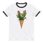 Футболка женская с принтом мороженого и кактуса
