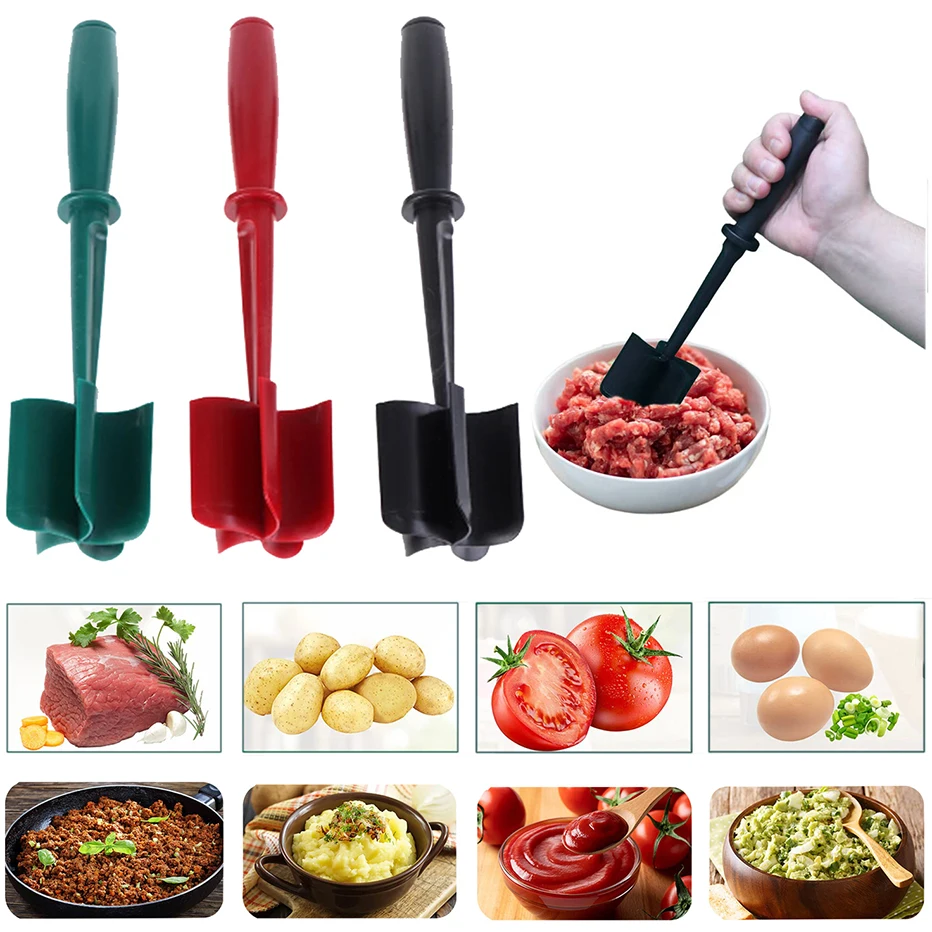 

Kitchen Meat Chopper Ground Beef Masher Utensil Heat Resistant Non-Stick Hamburger Choppe Potato Masher Tool Kitchen Gadgets