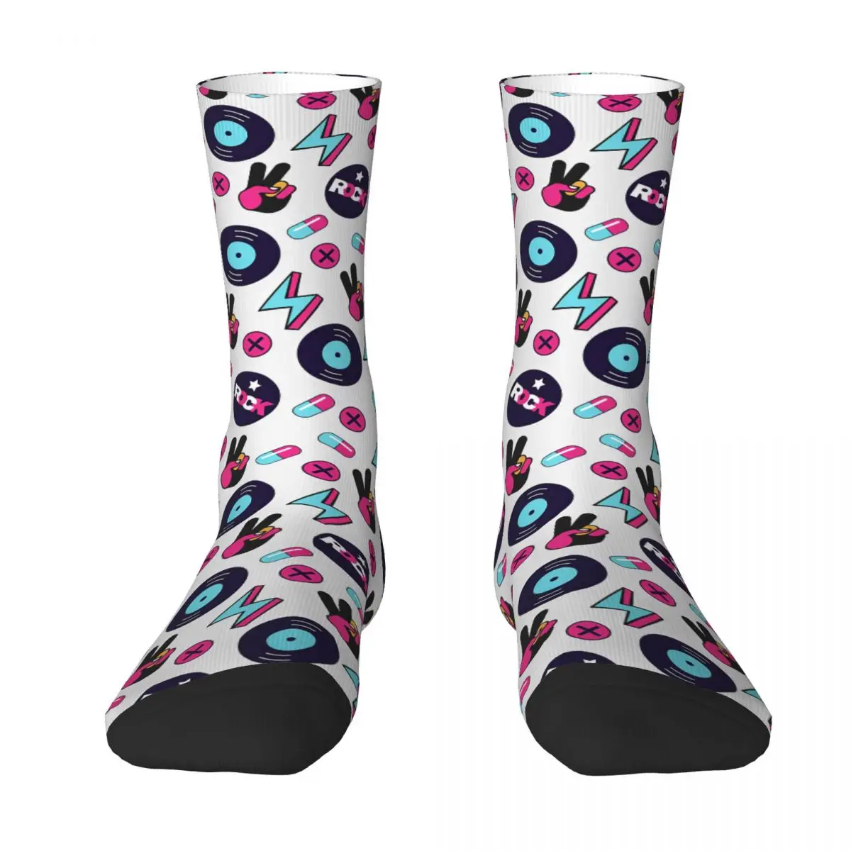 Hippie Seamless Rock Pattern With Vinyl Adult Socks,Unisex socks,men Socks women Socks