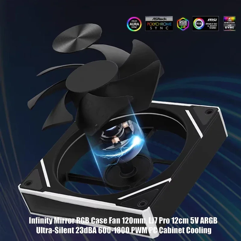 Зеркальный бесшумный RGB-вентилятор 120 мм 12 см 5 В 23dBA 600-1800 PWM для охлаждения шкафа LJ7