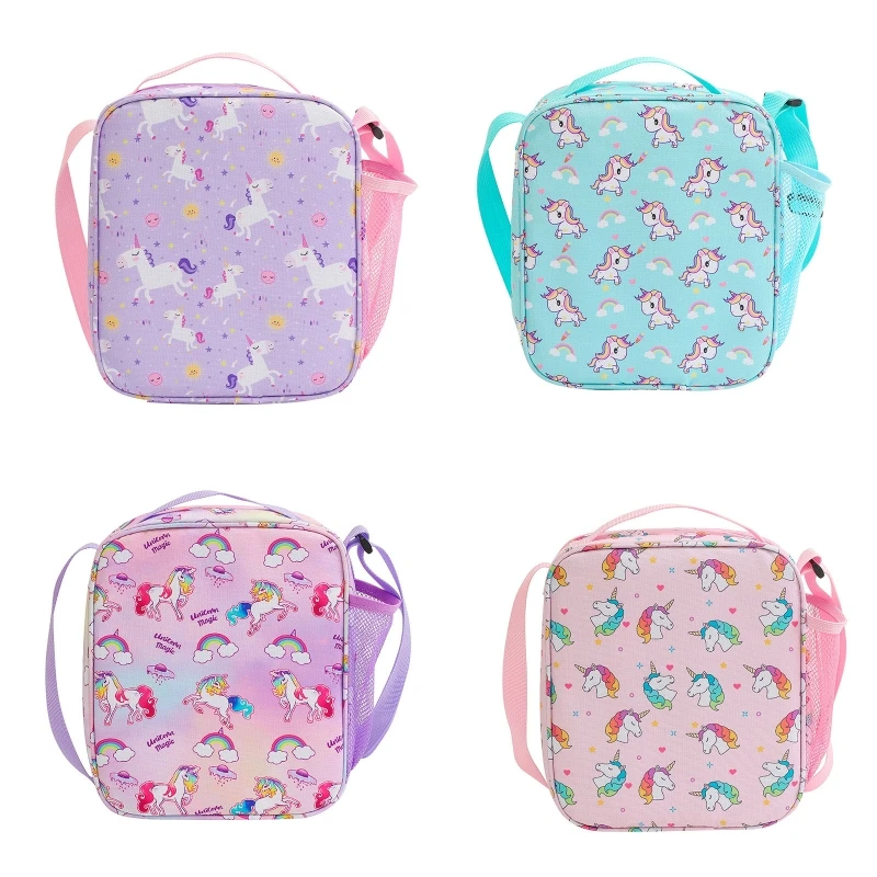 28GD Cute Unicorn Lunch Bag Cartoon Insulated Thermal Food Bag Kawaii Lunchbox Picnic Supplies Cooler Bag for Kids Girl Boy
