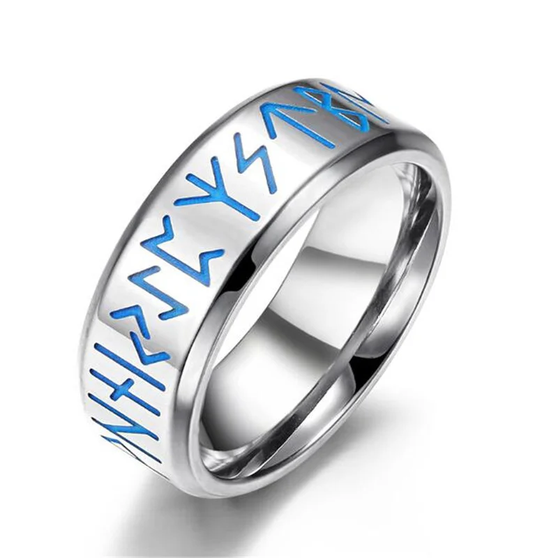 

Fashion Exquisite Nordic Viking Rune Luminous Finger Ring Metal Stainless Steel Rings For Men Women Punk Jewelry Accessories