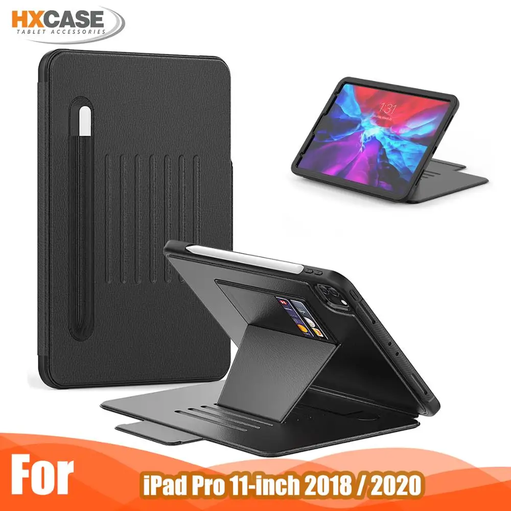 

Leather flip case smart cover for ipad pro 11 2020 magnetic case with pencil holder