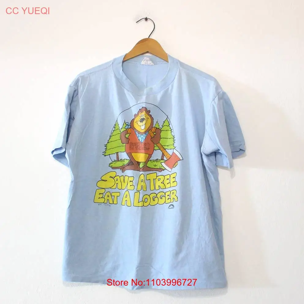 Винтажная футболка с надписью Save A Tree Eat регистратор Beaver XL