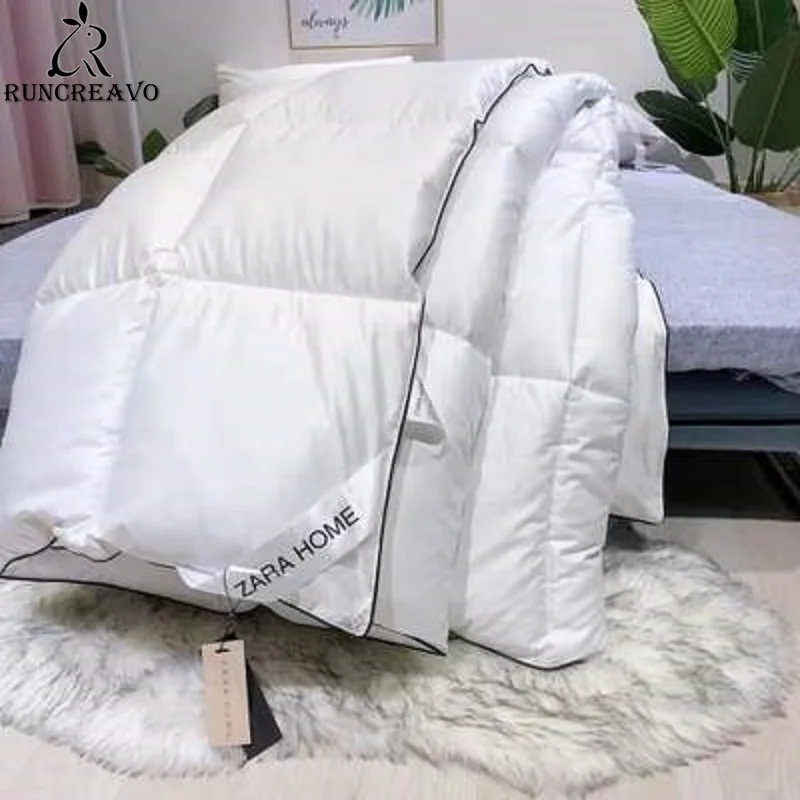 

Luxury and Warmth 100% Goose Down Duvet Quilted Warm and Comfortable Cotton 200x230cm Size Winter Thick Blanket Solid Color