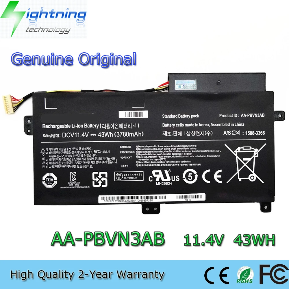 

New Genuine Original AA-PBVN3AB 11.4V 43Wh Laptop Battery for Samsung NP370R4E NP370R5E NP450R4V NP470R5E