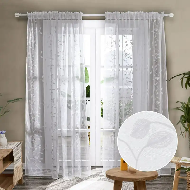 

Chic Sheer White Curtains, 84" Long, Living Room - 2 Panels, Each 52x84 in - Lightweight & Elegant Design for Home Décor.
