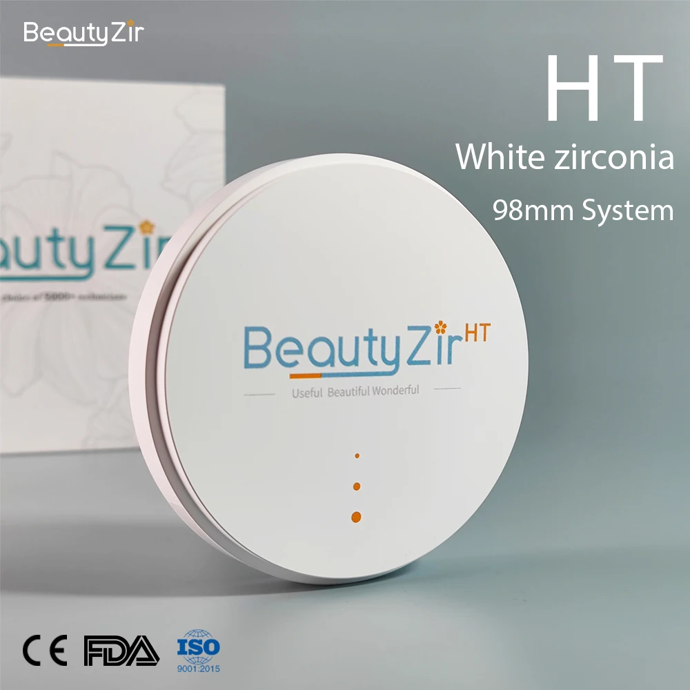 Beautyzir HT White Zirconia 98mm Dental Zirconia Blocks for CAD CAM