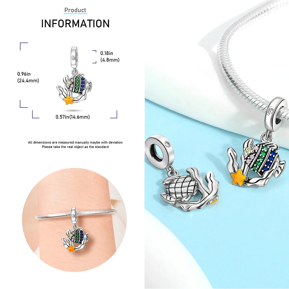 Подвеска в виде рыбы краба Кита и ракушки для браслета Pandora