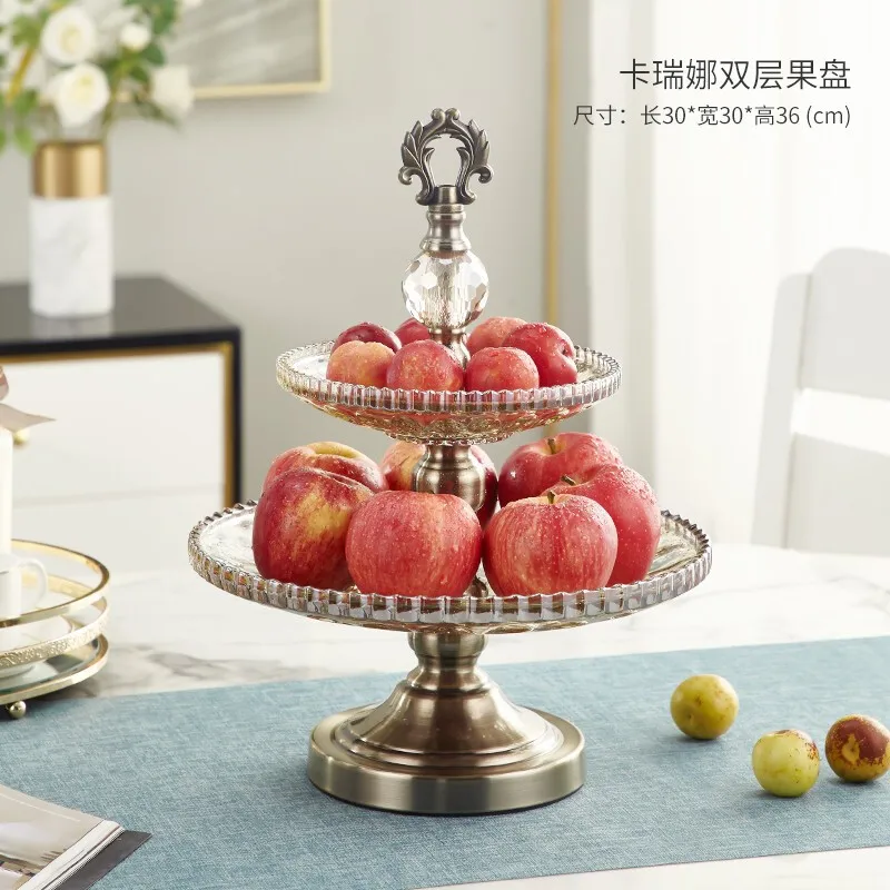 

Practical Modern Minimalist Double-layer Fruit Plate Set Living Room Home Coffee Table Ornaments Three-piece Set Dessert Plate