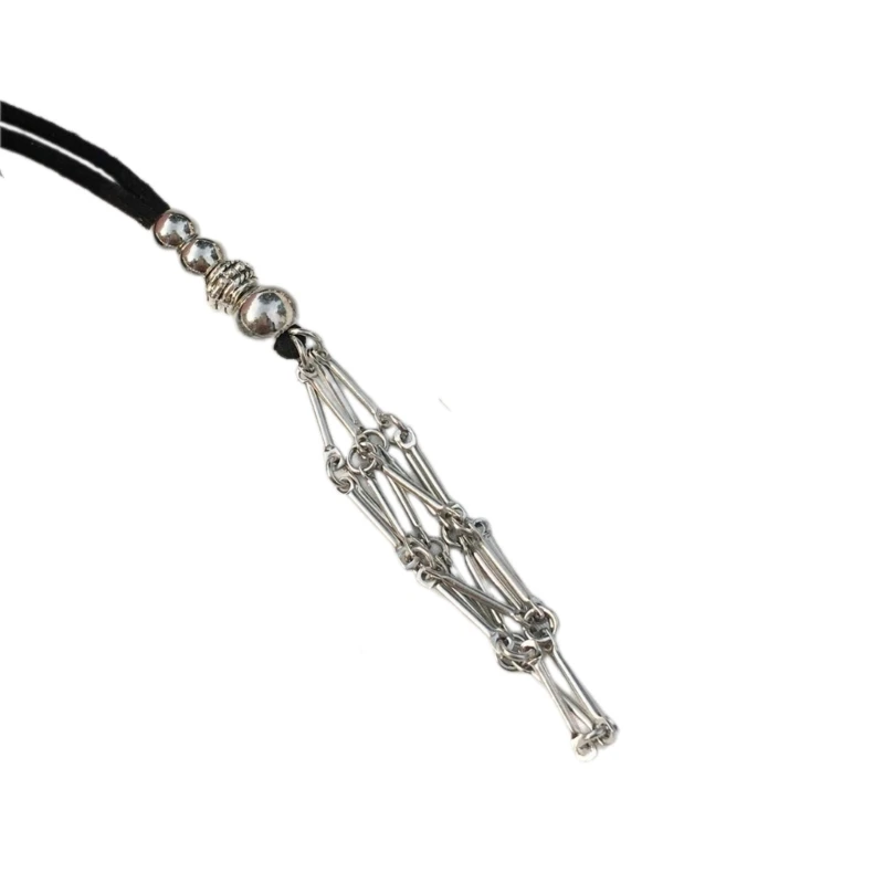 Сетчатое ожерелье с подвеской регулируемая кожаная веревка металлическое в виде