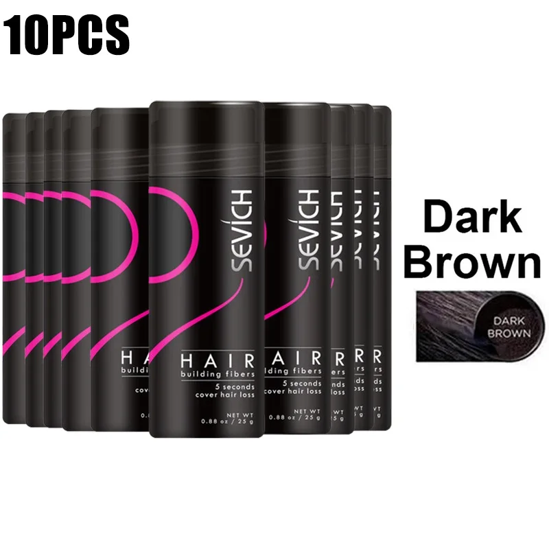 

6/8/10PCS Sevich Hair Fibers Dark Brown Keratin Thickening Spray Hair Growth Powder Wig Regrowth For Woman Man Hair Building