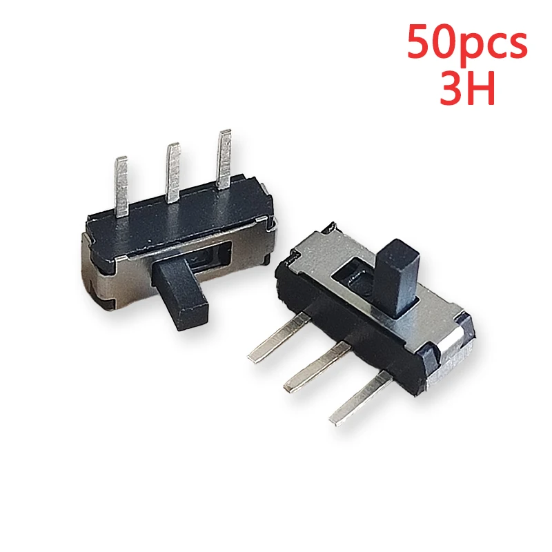 50 шт. MSS-12D19 (боковый трехконтактный), небольшой тумблер с боковой вставкой, 1P2T, 12 В постоянного тока, 50 мА, 3-контактный, 2-скоростной, раздвижной, 3,5*9