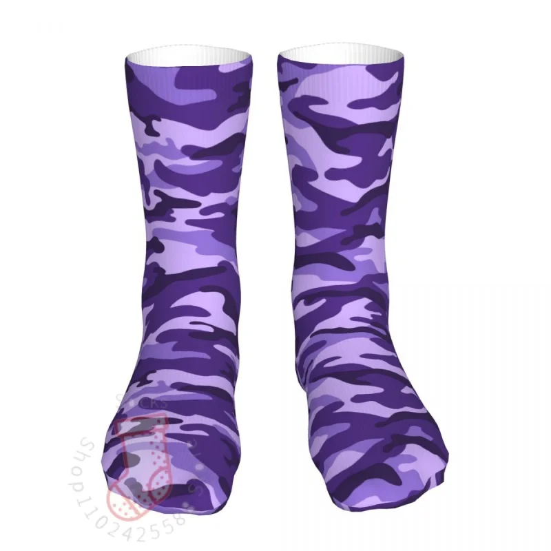 

Compression Purple Camouflage Pattern Women Socks 2022 Men Military Bike Socks