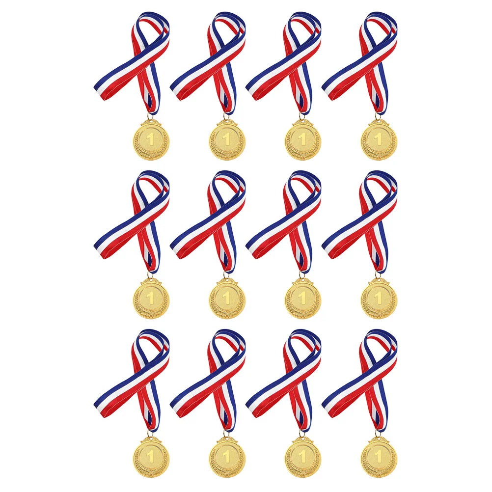 

12 Pcs The Medal Sports Toys Medals Award Kids Number Gold Zinc Alloy Awards Child School